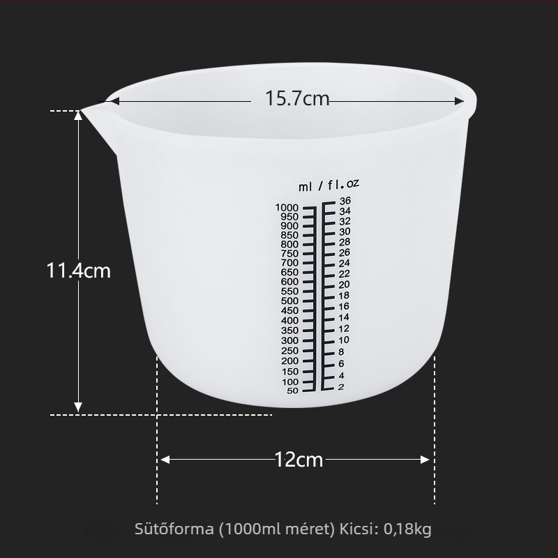 Graduált szilikon mérőedény, szabálytalan forma, kapacitás 1000/1500/2000 ml