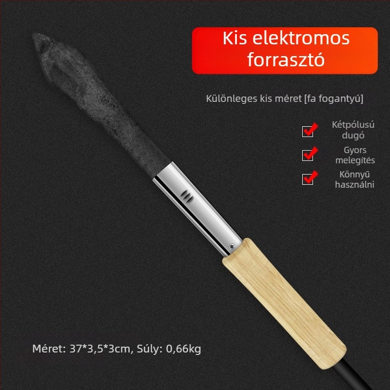 Fa markolatú elektromos forrasztóvas, 220V, elektromos melegítés, disznó szőrhöz