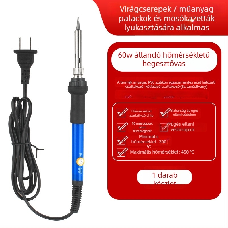 Forrasztó- és pyrográfia toll gumírozott fogantyúval — 220V, kézi működtetés, kompakt eszköz hegesztéshez, gravírozáshoz és melegnyomáshoz
