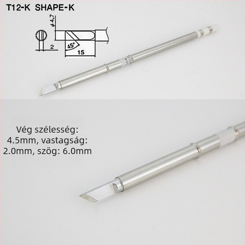 T12 késhegye a FX-951/T12-A X forrasztópáka állomához — vékony heg mobiltelefon javításhoz