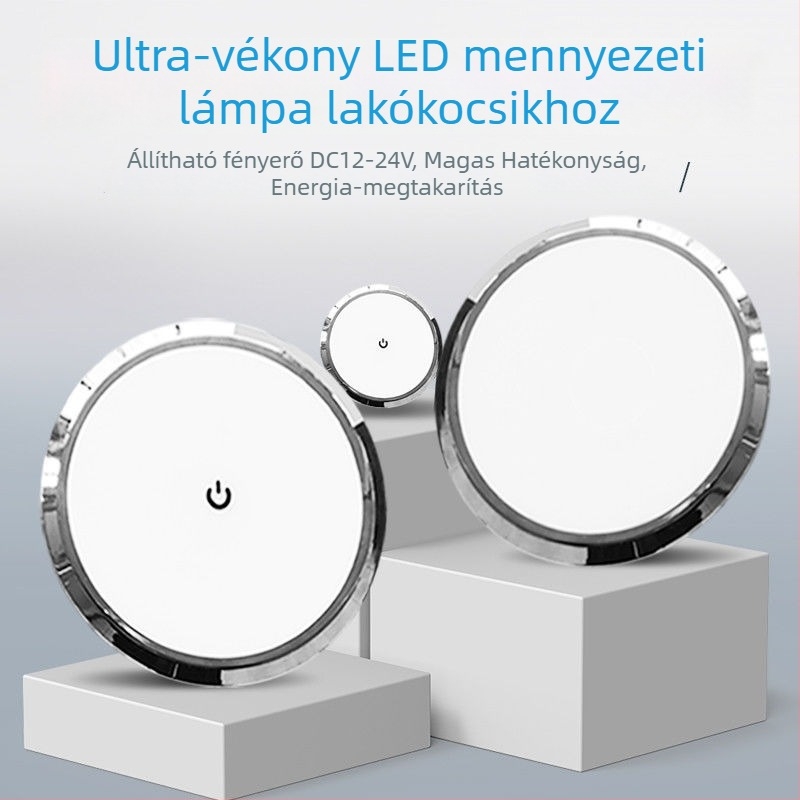 ADDX krómozott LED mennyezeti lámpa hajókhoz, lakóautókhoz és utánfutóhoz | 12–24V, 3–14W, 10 éves élettartam