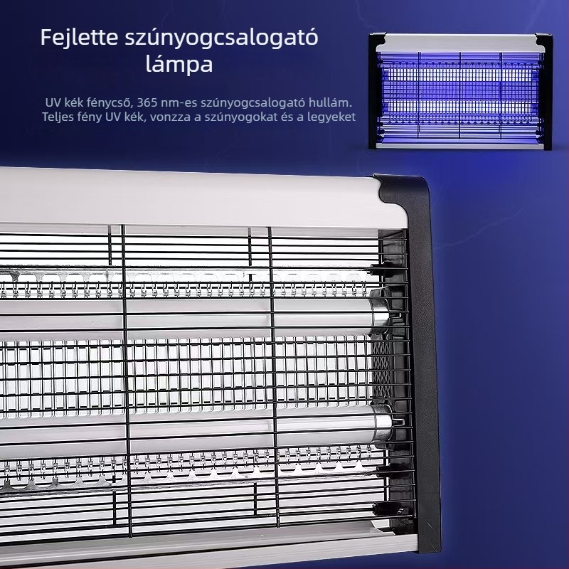 Fali UV-szúnyogirtó lámpa elektromos sokkal, alumínium hálóval, 220V-os dugaszolás