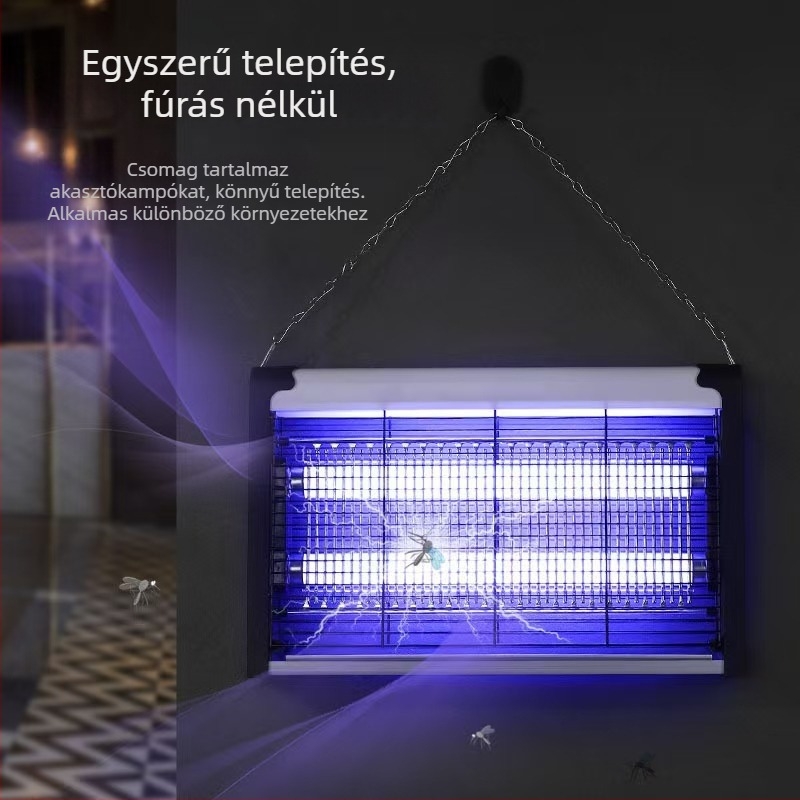 Fali UV-szúnyogirtó lámpa elektromos sokkal, alumínium hálóval, 220V-os dugaszolás