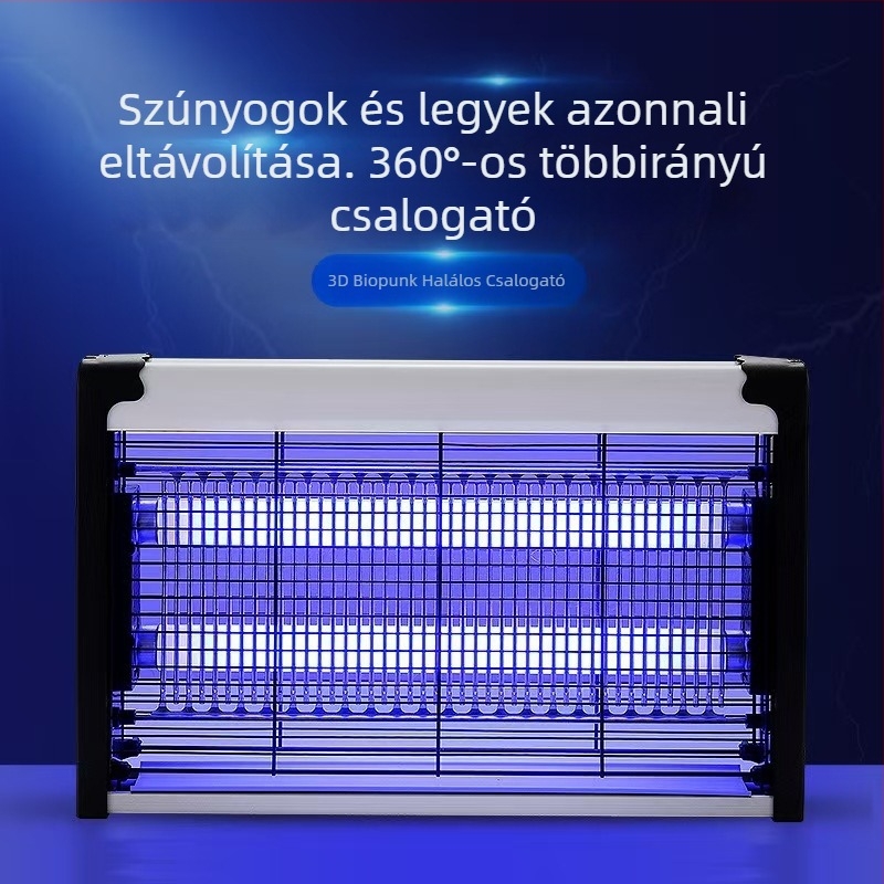 Fali UV-szúnyogirtó lámpa elektromos sokkal, alumínium hálóval, 220V-os dugaszolás