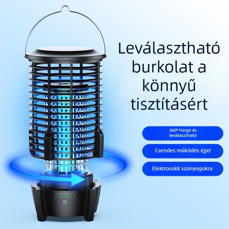 2025 Kültéri szúnyogirtó lámpa – kempinglámpa UV-csapdával, beépített akkumulátor, egyérintéses tisztítás