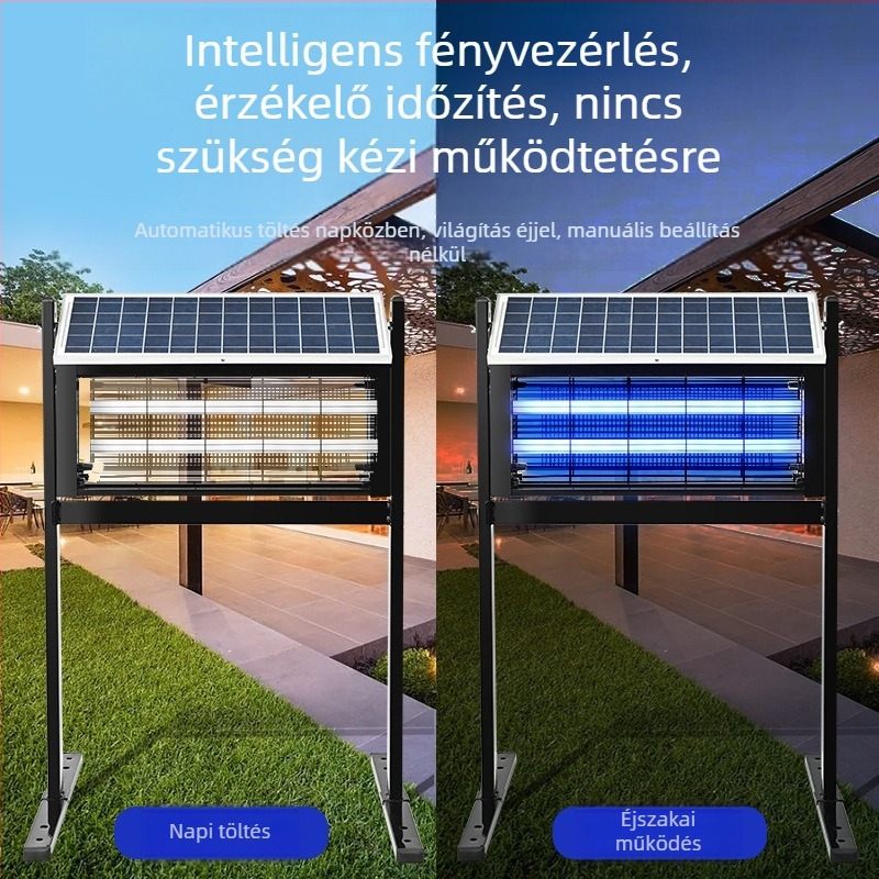 Audis Kültéri szúnyogirtó lámpa beépített akkumulátorral, LED csapda és elektromos sokk, 61 m²+ lefedettség, 0–90° forgás