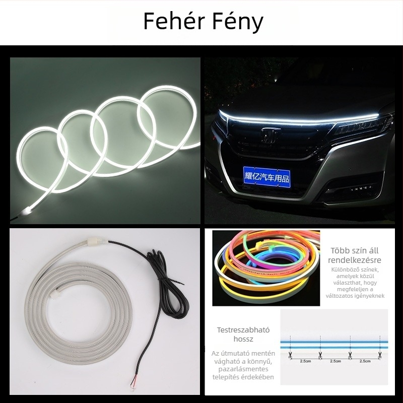 Autó LED nappali fény vezetőcsíkkal, hangulatfénnyel és dekoratív fénycsíkkal az autó világításának módosításához