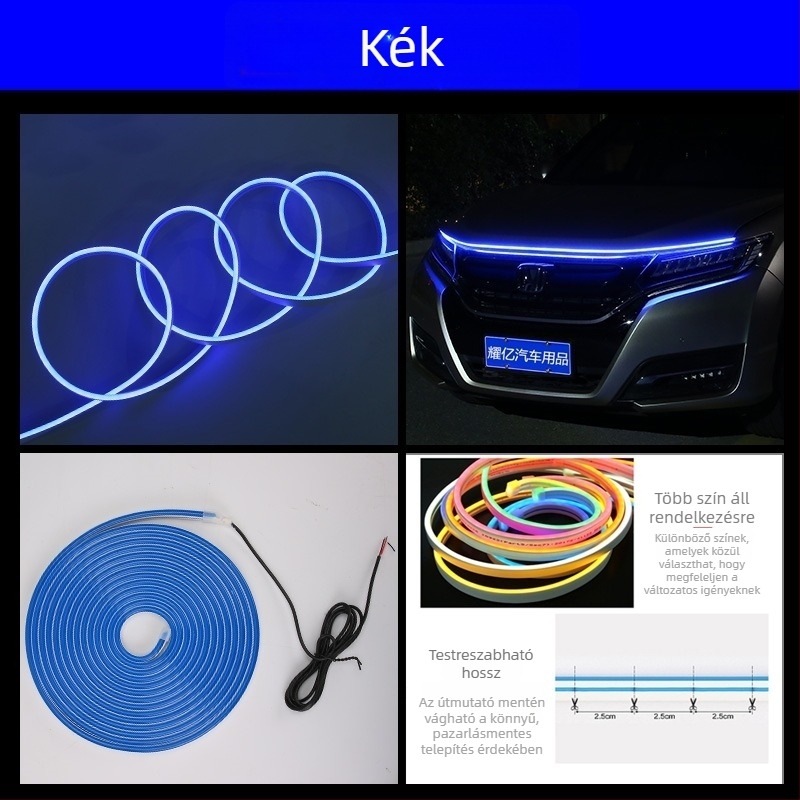 Autó LED nappali fény vezetőcsíkkal, hangulatfénnyel és dekoratív fénycsíkkal az autó világításának módosításához