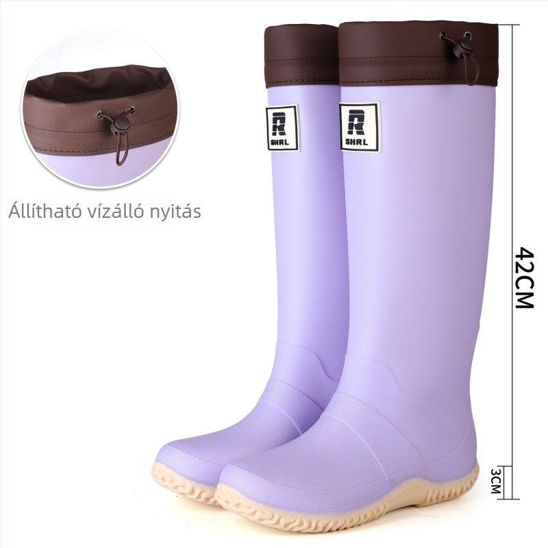 Uniszex PVC esőcsizma magas csővel, vízálló, vastag talppal