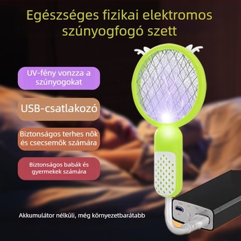 Kettő az egyben elektromos szúnyogirtó – újratölthető, UV lila fény csapda, akkumulátor akár 800 mAh, üzemidő 12–24 óra