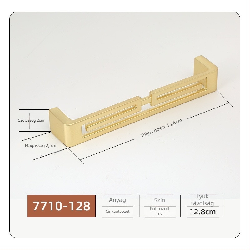 Bútorfogantyú cinkötvözetből, elektroplattált kivitel, Új kínai stílus, modell 7710, fiókokhoz és szekrényajtókhoz