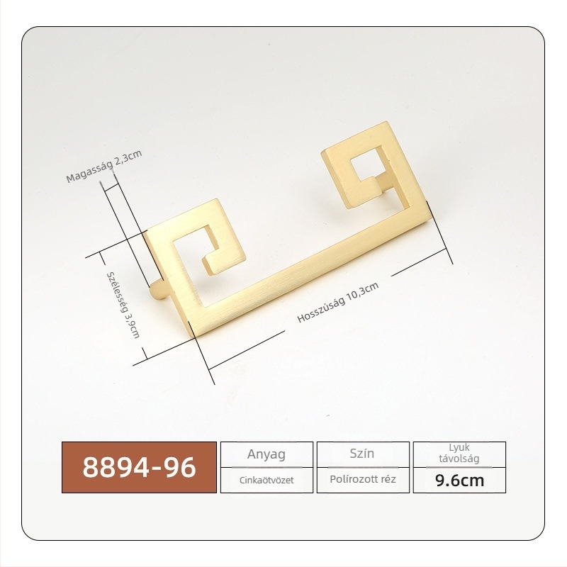 Bútorfogantyú cinkötvözetből, elektroplattált kivitel, Új kínai stílus, modell 7710, fiókokhoz és szekrényajtókhoz