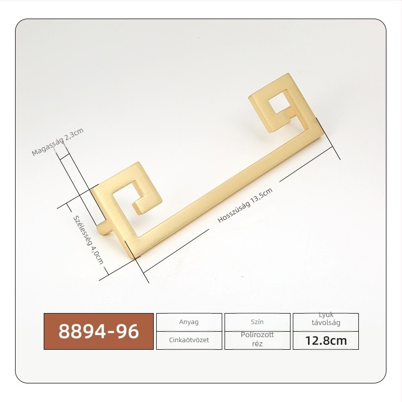 Bútorfogantyú cinkötvözetből, elektroplattált kivitel, Új kínai stílus, modell 7710, fiókokhoz és szekrényajtókhoz