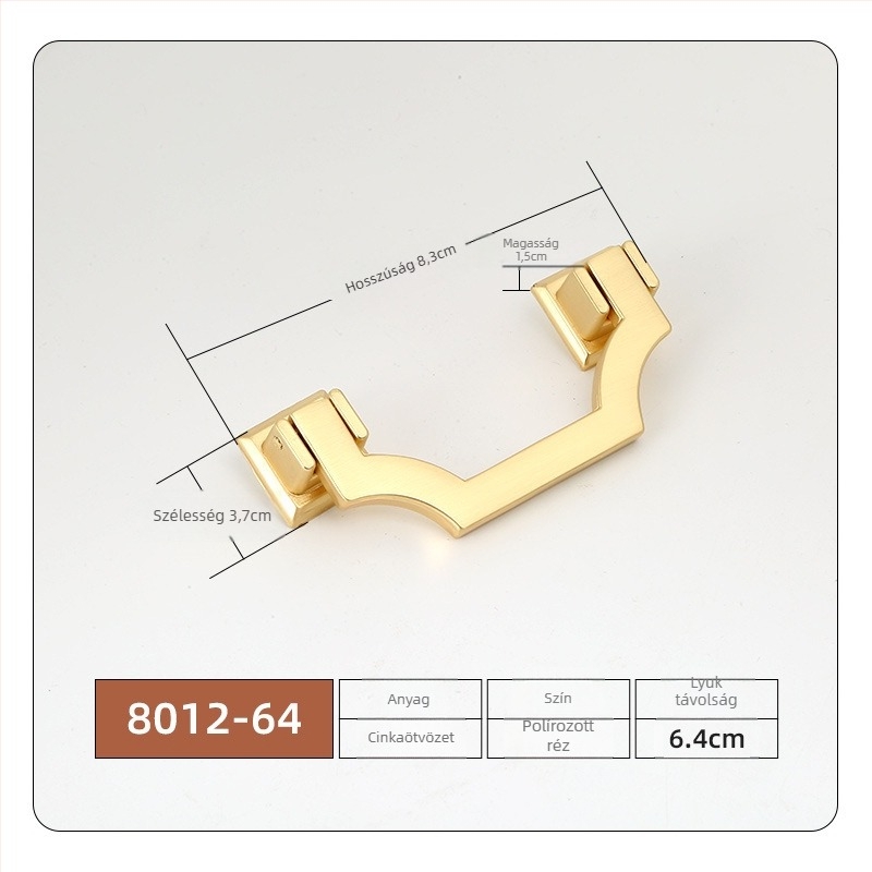 Bútorfogantyú cinkötvözetből, elektroplattált kivitel, Új kínai stílus, modell 7710, fiókokhoz és szekrényajtókhoz