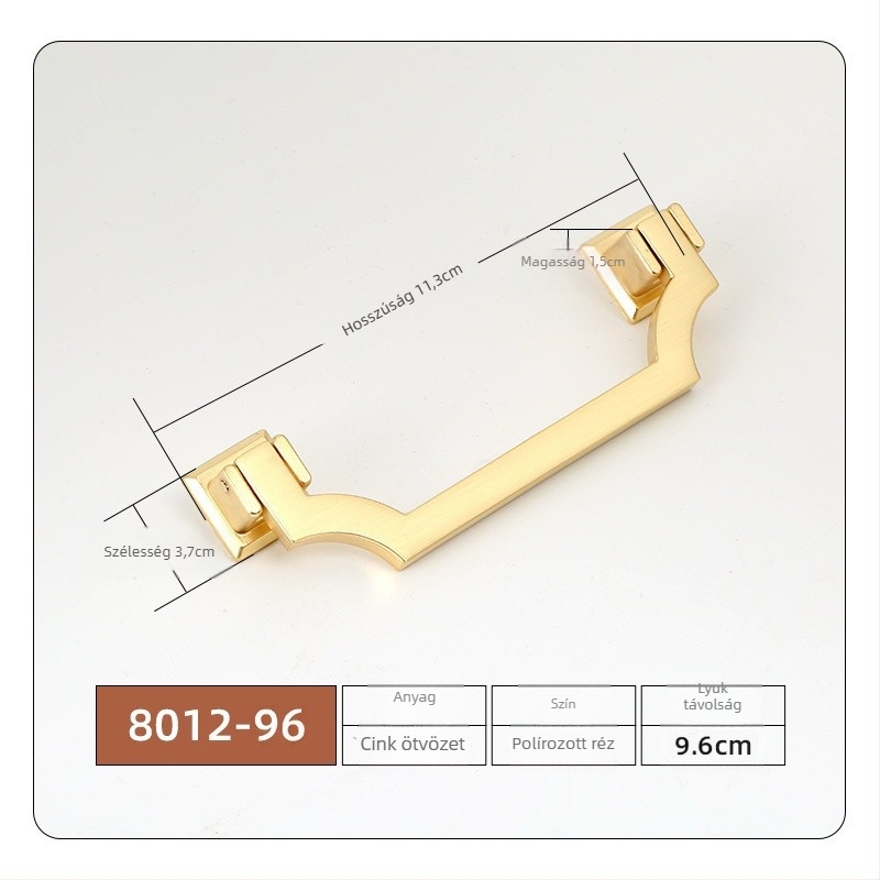 Bútorfogantyú cinkötvözetből, elektroplattált kivitel, Új kínai stílus, modell 7710, fiókokhoz és szekrényajtókhoz