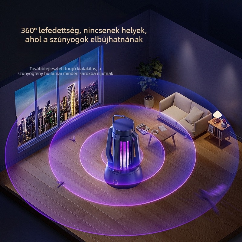 Három az egyben szúnyogirtó lámpa beltéri világításhoz, hordozható kempinges szúnyogcsapda elektromos sokkolóval és vezeték nélküli újratöltéssel