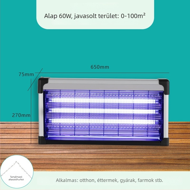Falihoz rögzíthető szúnyogirtó lámpa kereskedelmi helyiségekhez, LED világítás, elektromos sokk és fénycsapda, PVC burkolat tűzálló, 2 éves garancia