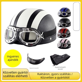 Cyclegear kerékpáros sisak, félhéjas dizájn, szél- és UV-védett, csíkozott mintázat, PU bőr + PP héj, felnőtt uniszex, logó nyomtatva