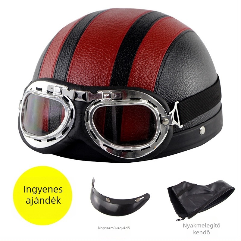 Cyclegear kerékpáros sisak, félhéjas dizájn, szél- és UV-védett, csíkozott mintázat, PU bőr + PP héj, felnőtt uniszex, logó nyomtatva