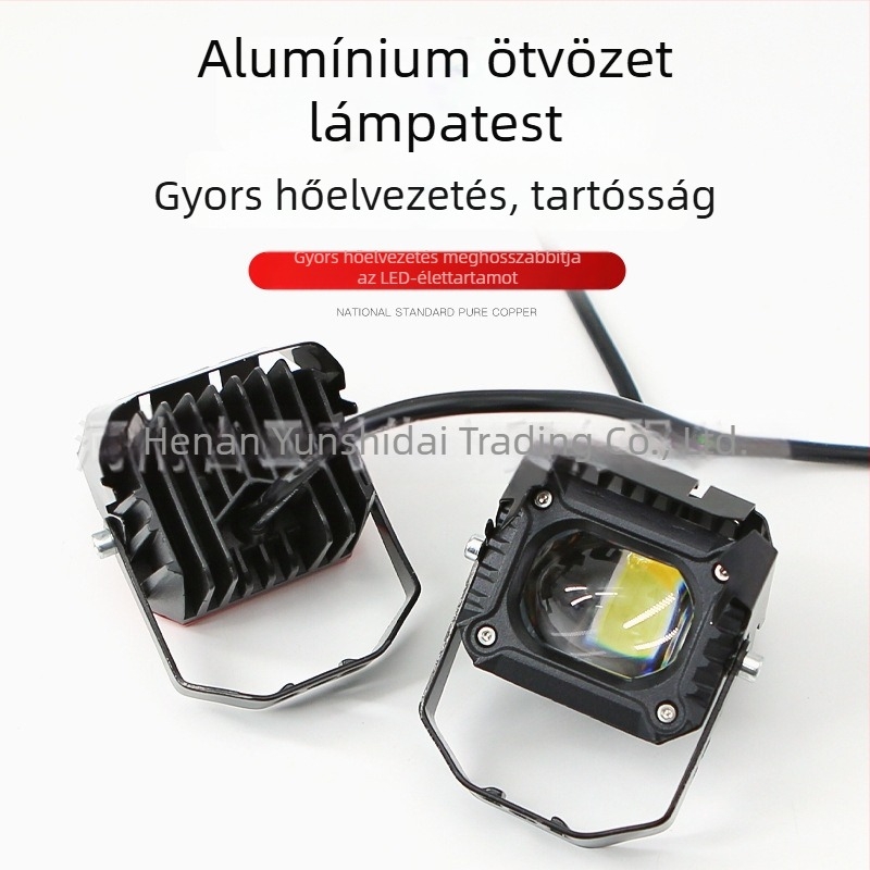 Elektromos járművekhez készült reflektor – alumíniumötvözet ház, lencsetípusú burkolat, 12-80V tartomány, P9 laser cannon modell, 30000 órás élettartam