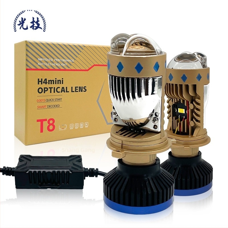 Motorkerékpár LED H4 fényszóró fisheye lencsével, 60W 12V 6500LM IP68, élettartam 50000h, minden modellhez kompatibil, spot típusú burkolat
