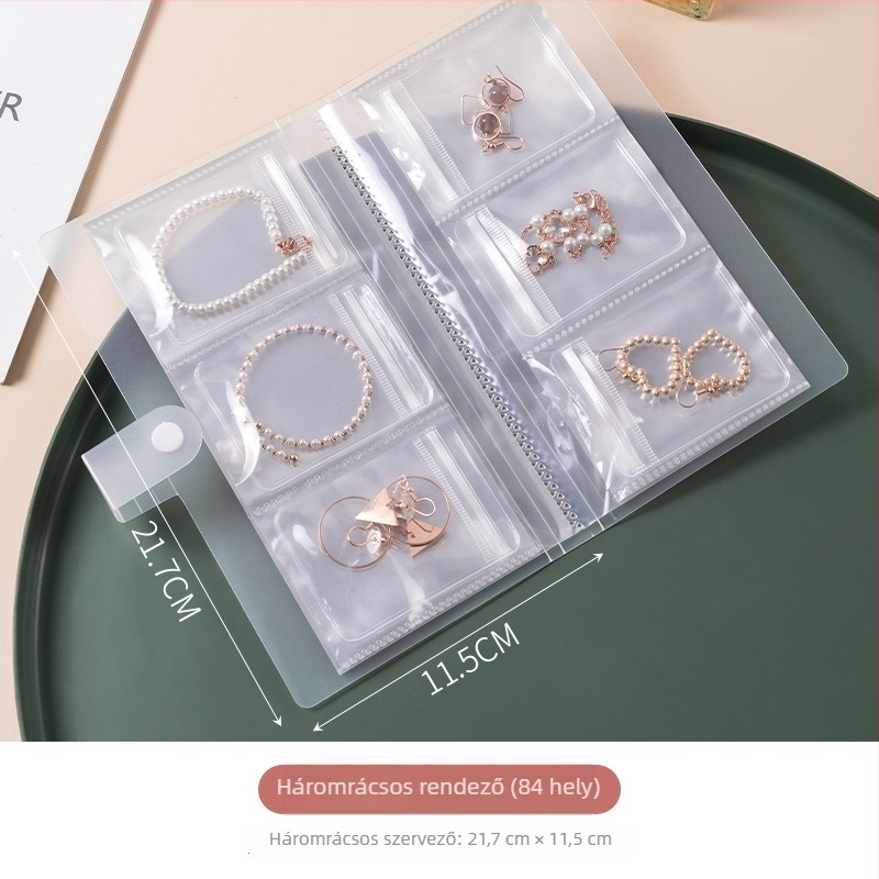 Ékszer tároló táska, 3-rétegű asztali tároló kialakítás, többfunkciós, porvédett, nedvességálló, oxidáció elleni védelem