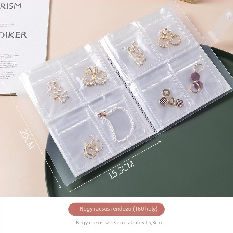 Ékszer tároló táska, 3-rétegű asztali tároló kialakítás, többfunkciós, porvédett, nedvességálló, oxidáció elleni védelem