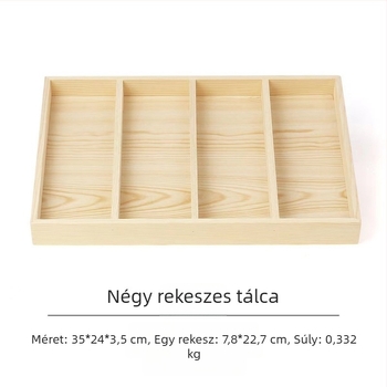 Fenyőfa kiállítótál 12 rekeszzel, egy szintes, letisztult, magas minőségű dizájn