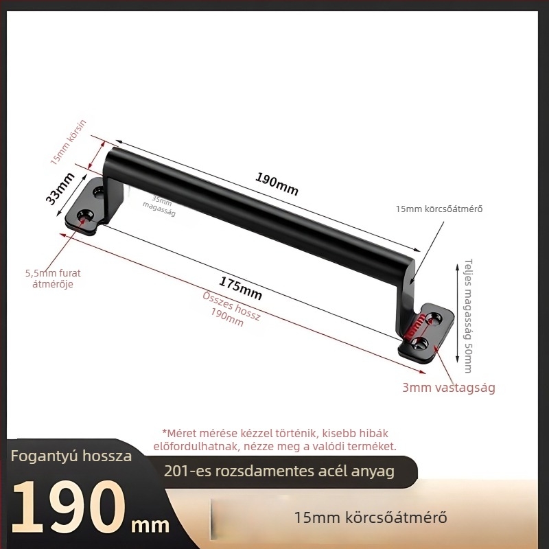 304 rozsdamentes acél fogantyú szekrényekhez, ajtókhoz, ablakokhoz, fiókokhoz és ruhásszekrényekhez – ívelt forma, felületi szerelés, kerekcső, modell 15-160 / 20-275