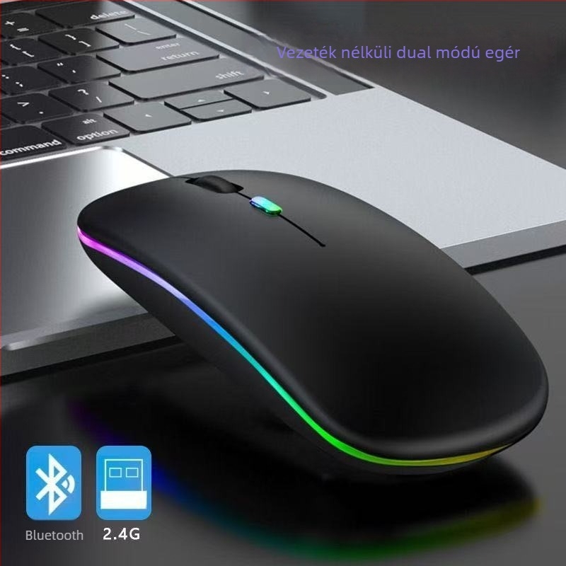 Hárommódos vezeték nélküli Bluetooth egér asztali számítógéphez és laptophoz, 1600 DPI, 5 gomb, ergonómikus kialakítás