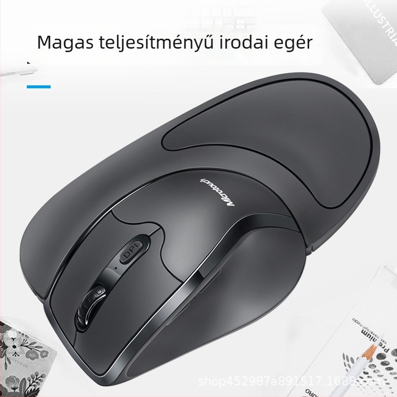 Ergonomikus USB vezeték nélküli egér, 3200dpi, 6 gomb, 2.4GHz, laptop-kompatibilis