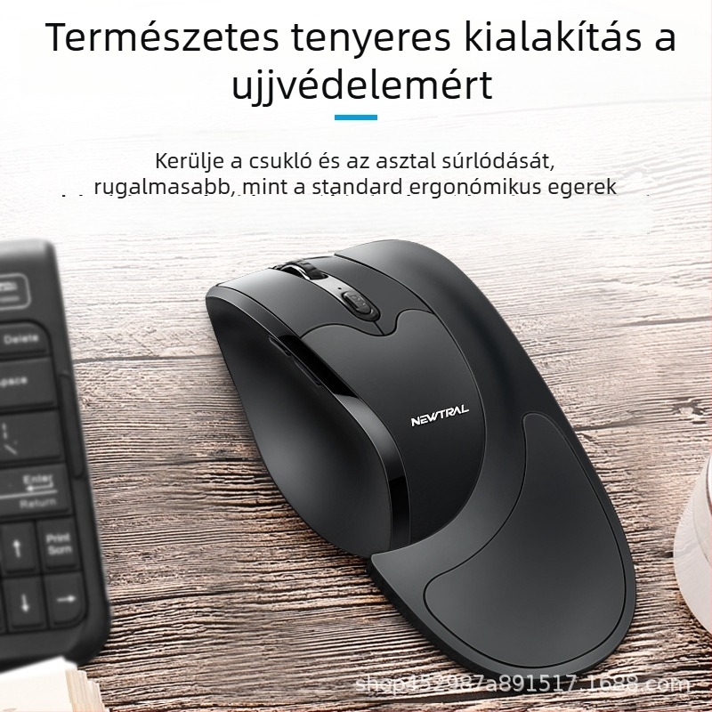 Ergonomikus USB vezeték nélküli egér, 3200dpi, 6 gomb, 2.4GHz, laptop-kompatibilis