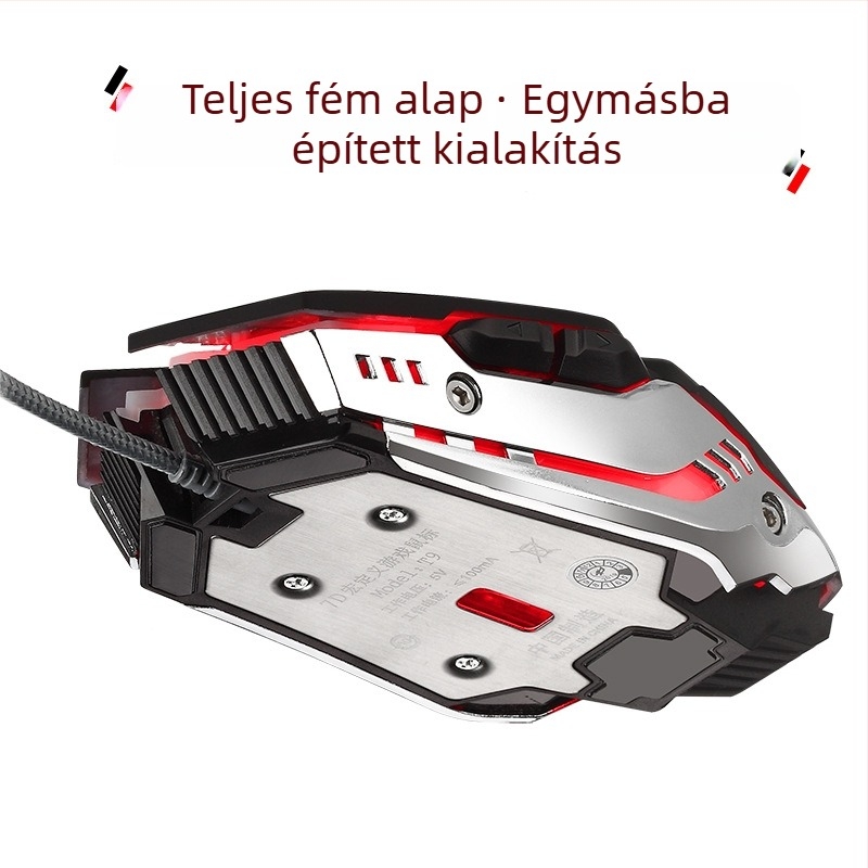 Beacon Wolf T9 Macro kábeles optikai gaming egér, 6 gombos, USB, 4800 DPI