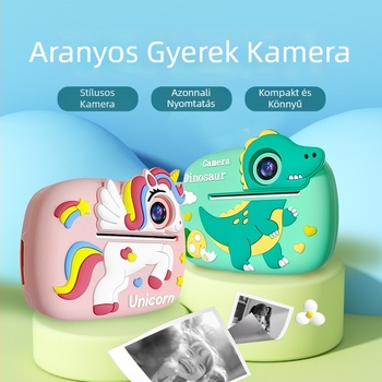 Gyerekeknek szánt azonnali kamera kettős elülső és hátsó kamerával, 2,4 hüvelykes LCD, 24 MP, termikus nyomtatás, TF-kártyás tárhely