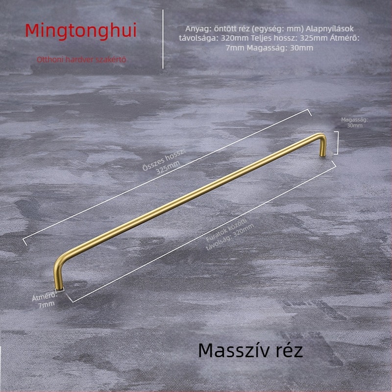 Szekrényajtó kilincs, modell G119, ecsetelt sárgaréz, modern stílus