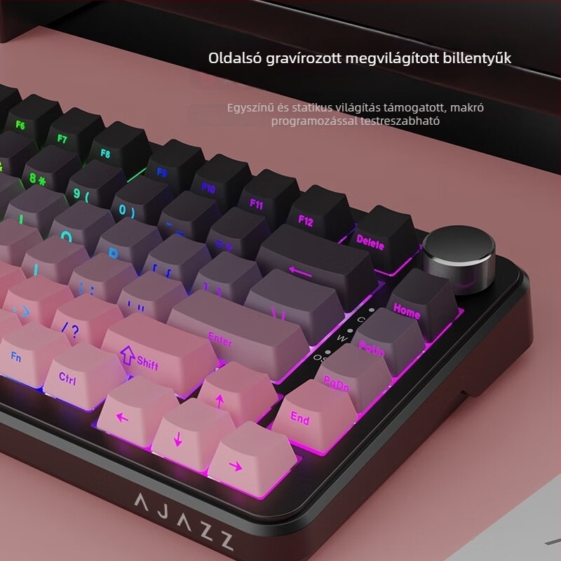 K81 mechanikus billentyűzet, 82 billentyű, RGB háttérvilágítás, vezeték nélküli és USB csatlakozás, zöld vagy fehér kapcsolók