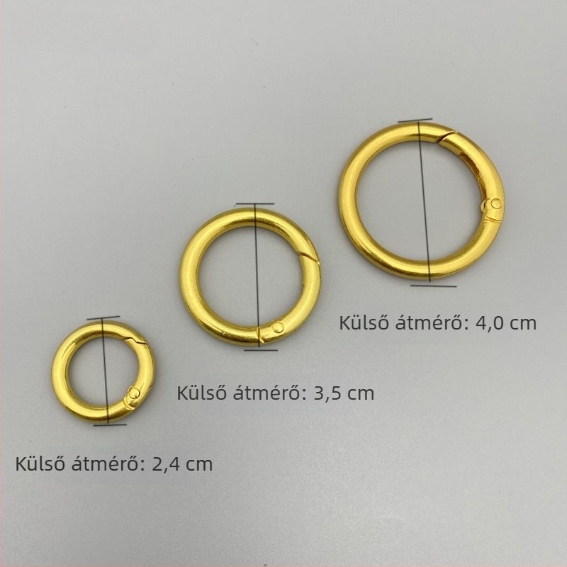 Messenger táska felújításához hardver készlet: gyűrű, nyitott gyűrű, rugós gyűrű, fém zár a vállon viselt táskához