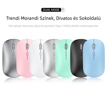 Vezeték nélküli egér 2,4G/Bluetooth kettős mód, 1600 DPI, USB interfész, újratölthető