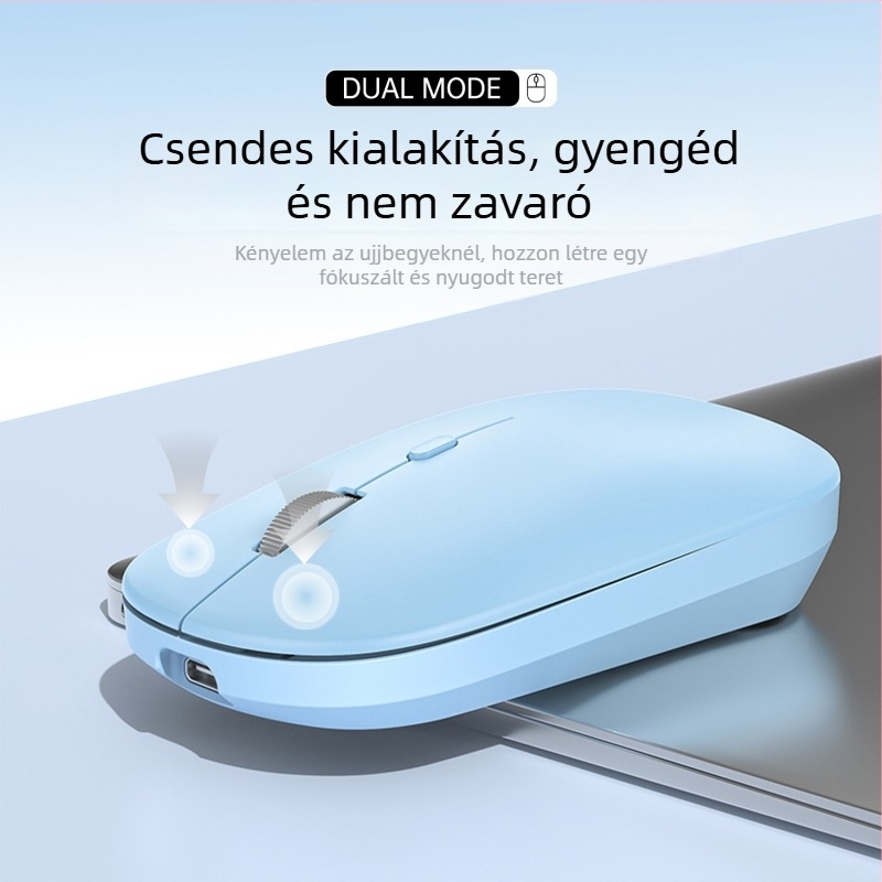 Vezeték nélküli egér 2,4G/Bluetooth kettős mód, 1600 DPI, USB interfész, újratölthető
