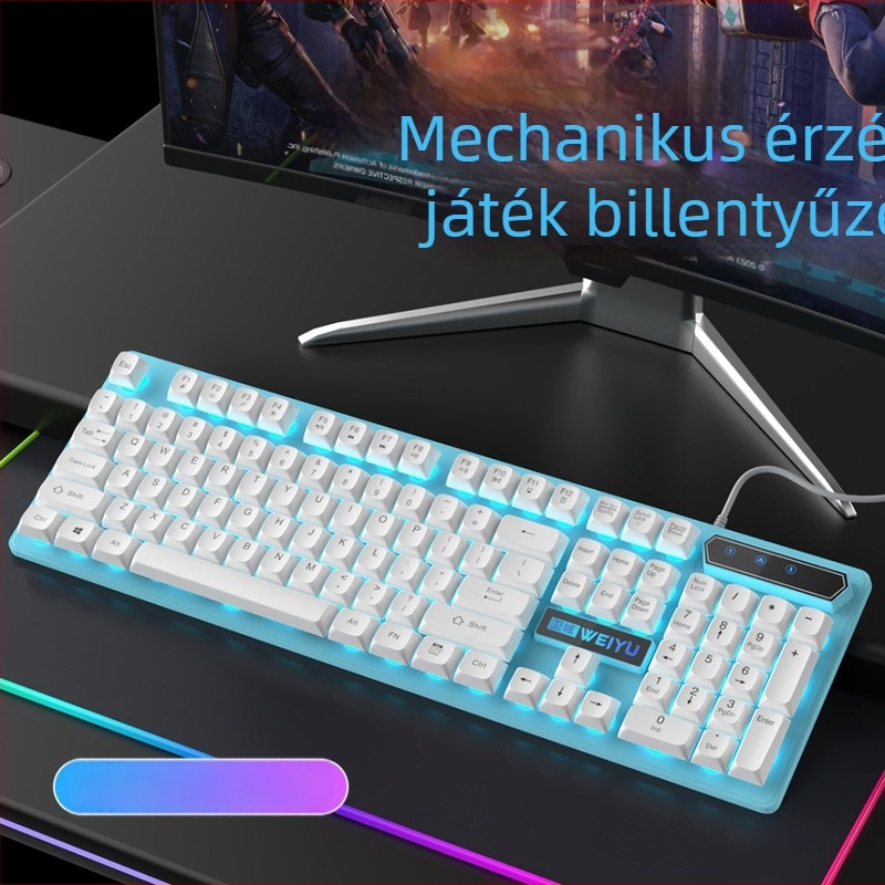 Vezetékes billentyűzet és egér készlet RGB háttérvilágítással, 104 billentyűs billentyűzet, ABS anyag, 1,35 m kábel, univerzális kompatibilitás