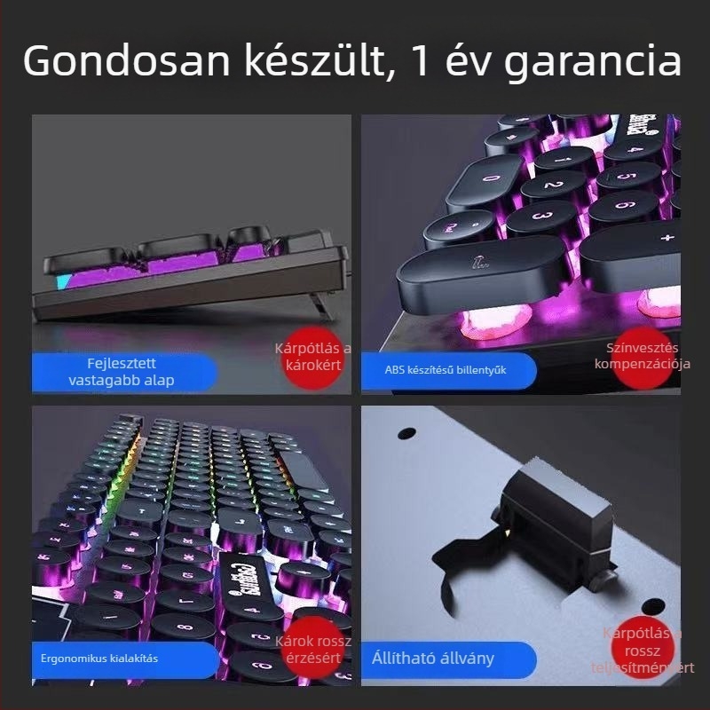 Kábeles billentyűzet- és egérkészlet, numerikus billentyűzettel, háttérvilágítás nélkül