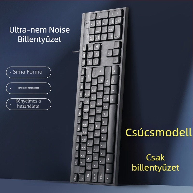 Kábeles mechanikus billentyűzet és egér készlet – USB interfész, háttérvilágítás nélkül, csuklótámasz nélkül, nem vízálló