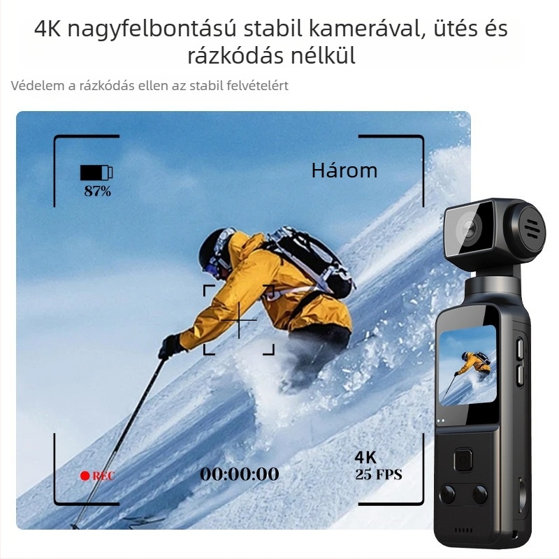 4K-os kézi sportkamera 270°-os forgatással, stabilizáció, TF-kártya támogatás, modell K1