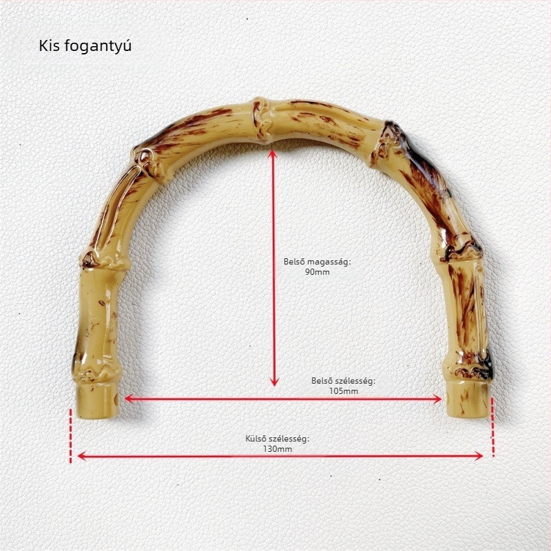 Szövött táska fogantyú műanyag, bambuszhatású kivitelben, DIY-barát