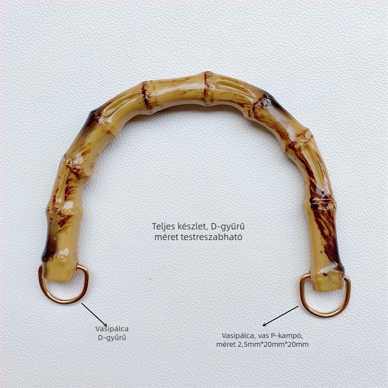 Szövött táska fogantyú műanyag, bambuszhatású kivitelben, DIY-barát