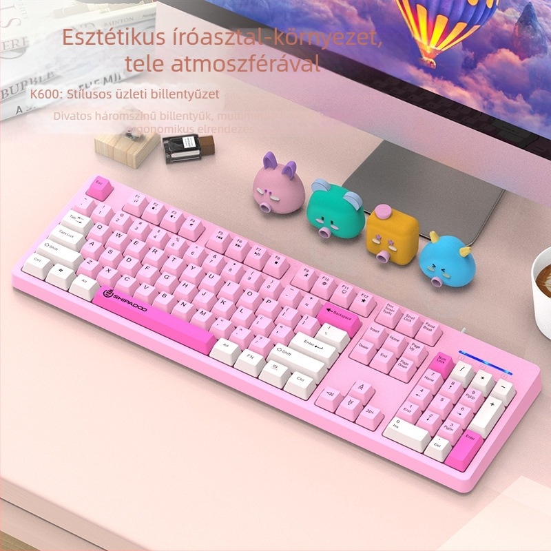 Eighteen cycles K600 billentyűzet és egér készlet, membrános 104‑gombos billentyűzet, USB‑kábeles, ABS ház, 1,5 m kábel