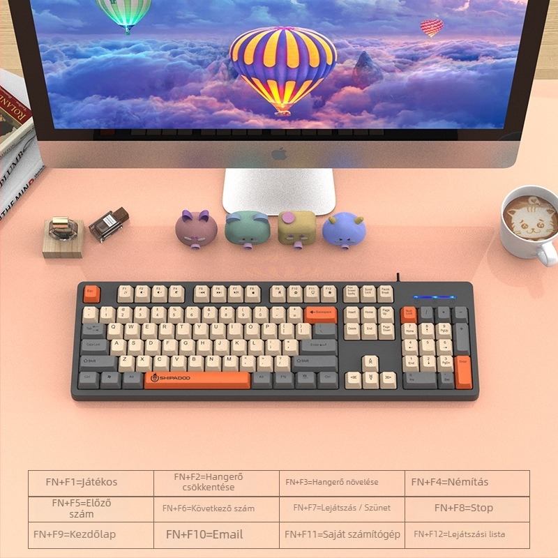 Eighteen cycles K600 billentyűzet és egér készlet, membrános 104‑gombos billentyűzet, USB‑kábeles, ABS ház, 1,5 m kábel