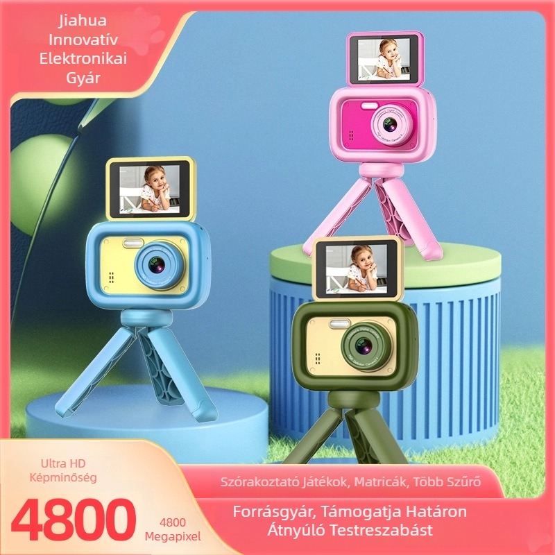 Gyerekeknek készült digitális kamera 180°-os forgatható kijelzővel, 1.0 MP szenzor, 4x optikai zoom, 4x digitális zoom, 2,4 hüvelykes LCD