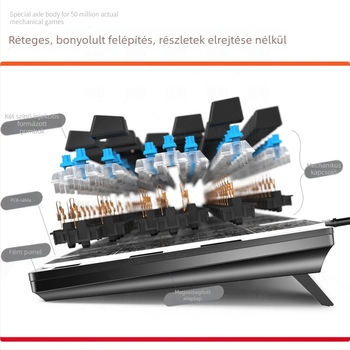 Fém házú mechanikus billentyűzet • 87/104 gomb • vezetékes • csuklótámasz