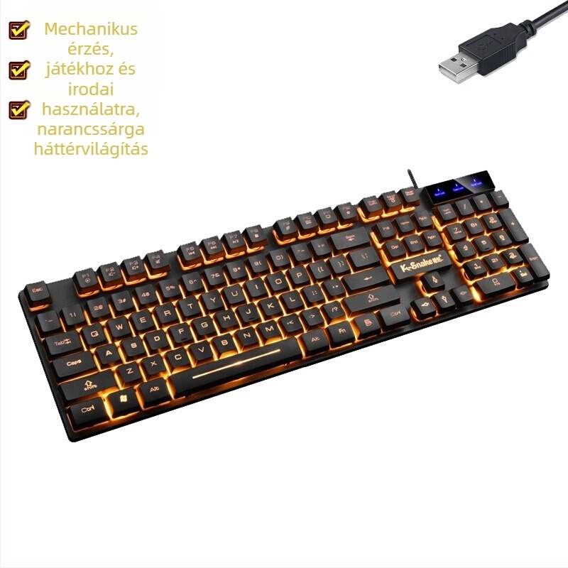USB-kábeles billentyűzet és egér készlet, háttérvilágítással, 1000dpi, ergonómikus, vízálló, 1,5 m kábel